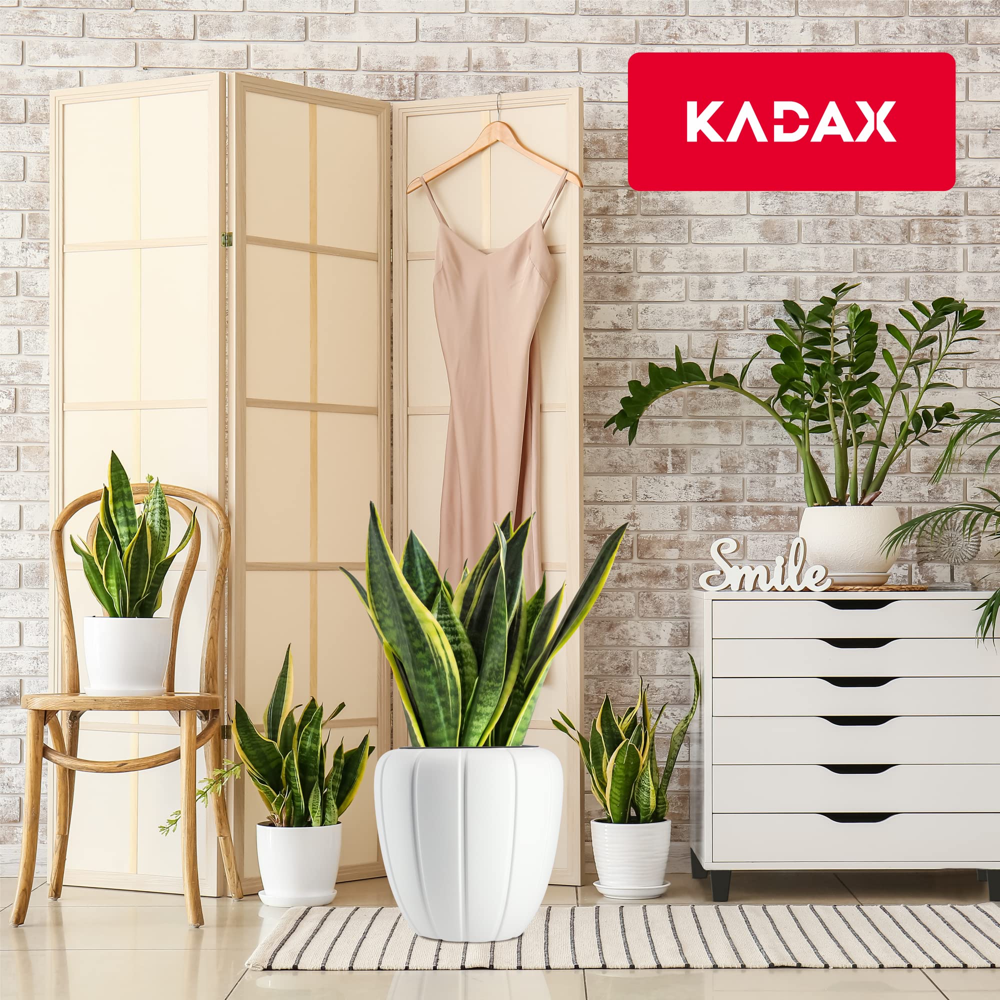 KADAX Blumentopf aus Kunststoff, ∅ 39cm, 5 Farben, Moderne Blumenvase, Pflanzkübel, Pflanztöpfe, Pflanzentopf, Kunststoff-Blumentöpfe, runder Blumenkübel (H: 40cm, Weiß)