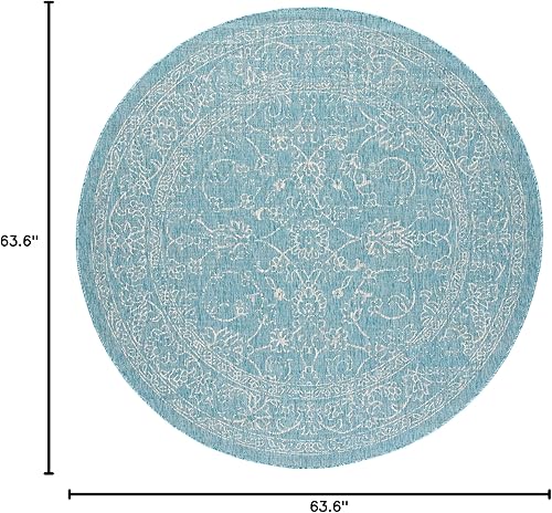 Vista 224 de SAFAVIEH Courtyard Collection - Alfombra decorativa, 2 pies 3 pulgadas x 5 pies, turquesa, no desprende pelusa y de fácil cuidado, para interiores