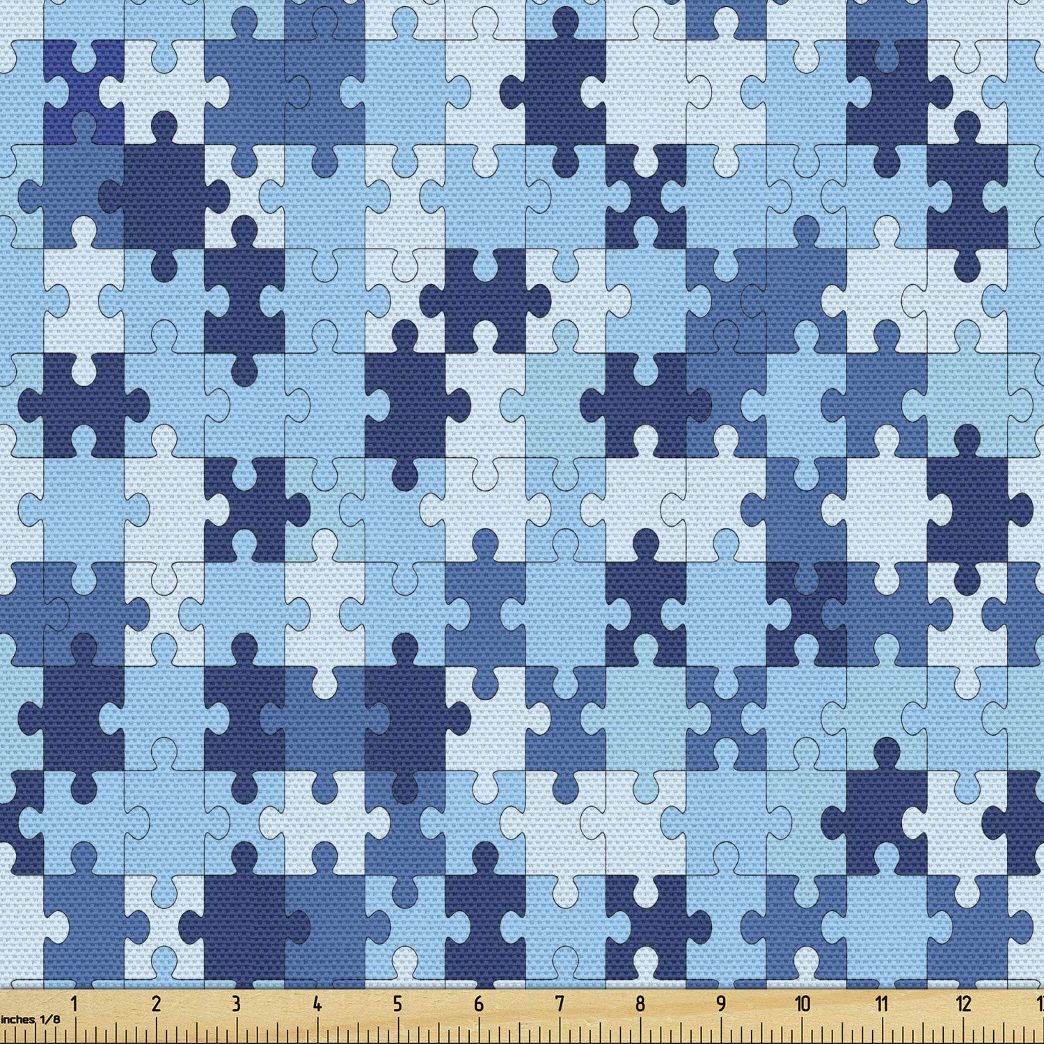 Ambesonne Game Pattern Fabric by The Yard, Monochrome Abstract Geometric Art with Separate Pieces, Decorative Fabric for Upholstery and Home Accents, 3 Yards, Blue Night