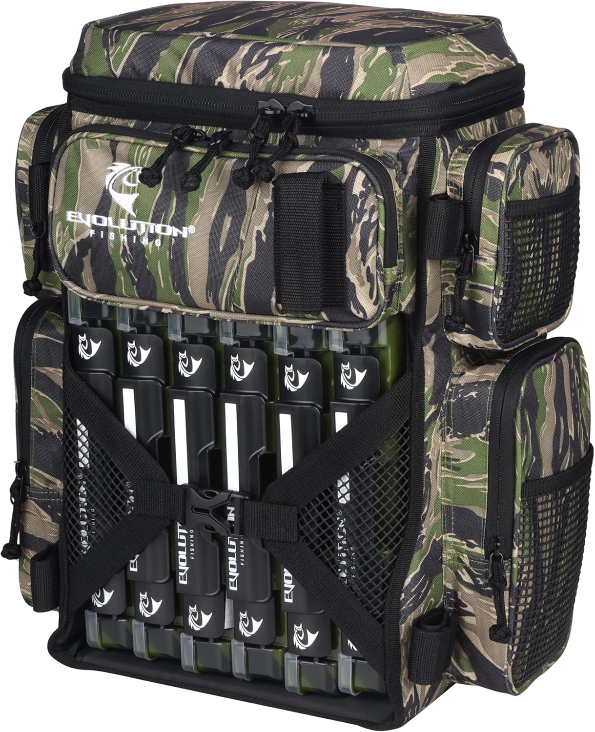 Evolution Fishing Drift Series Tackle Backpack, Outdoor Rucksack w/ 6 Fishing Tackle Trays, Heavy Duty