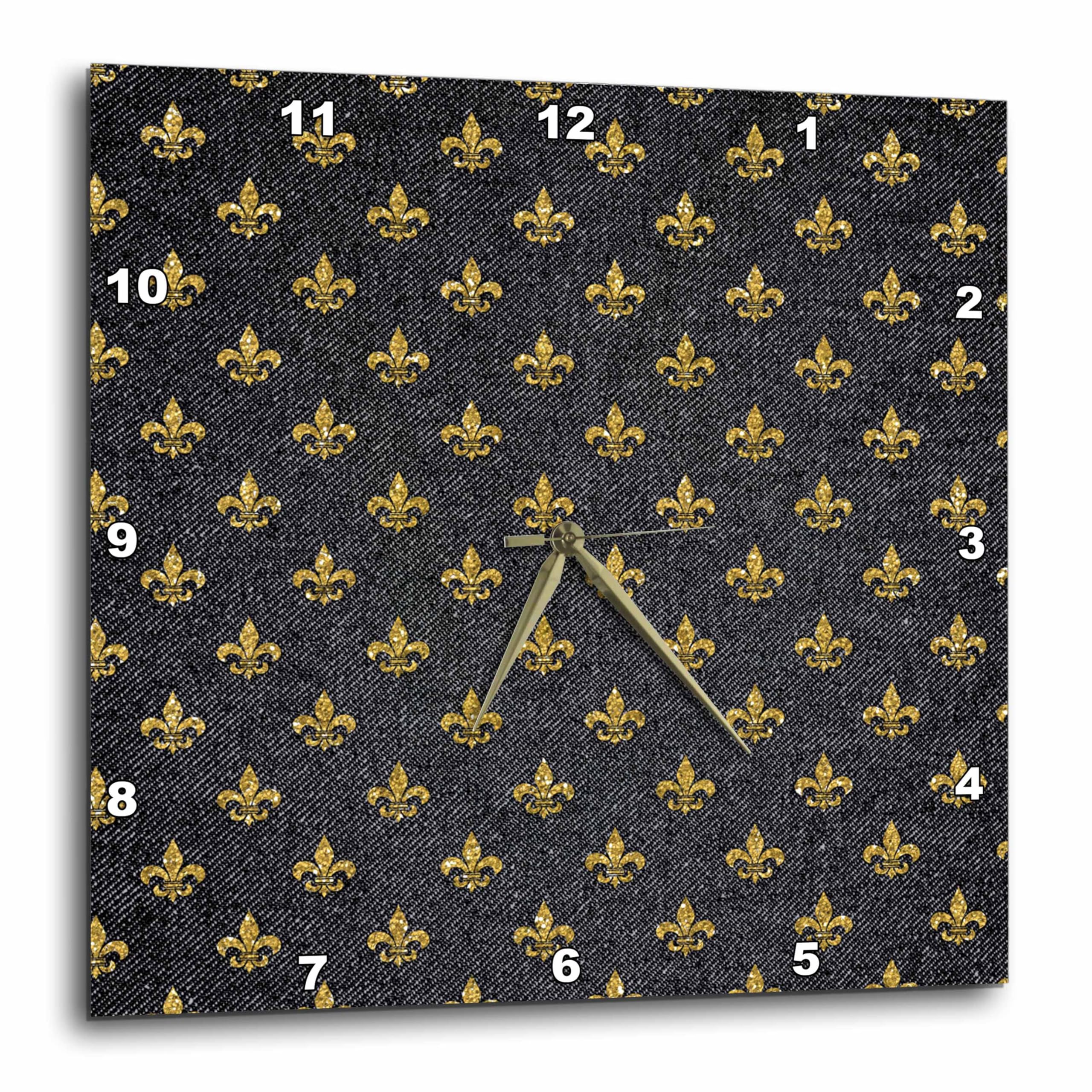 Horloge Fleur de lys d'or effet jean 3dRose 25,4 cm haute finition