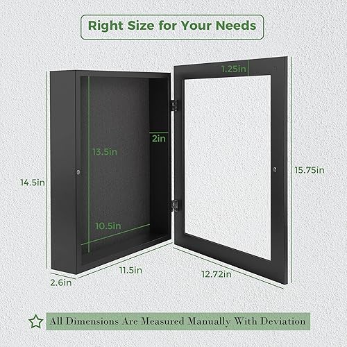 Miniatura 8 de Frametory, Marco de caja de sombra de 11 x 14 pulgadas, apertura frontal, caja de exhibición de 2 pulgadas de profundidad para pared y mesa, caja de