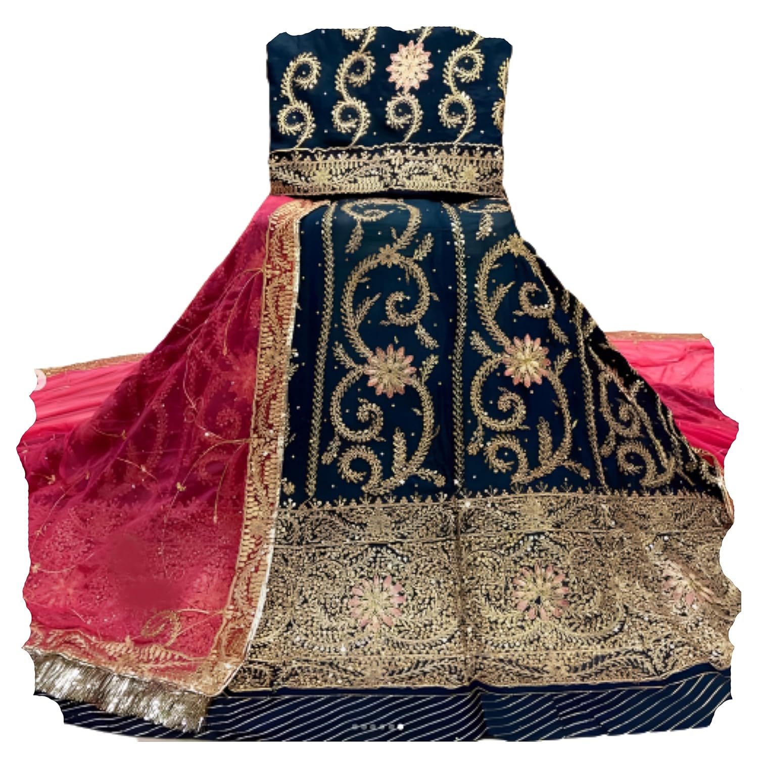 SHYAMLATA Heavy Embroidery Work Semi Stitched Shimmer Silk Rajputi Poshak For Women Rajasthani Lehenga Choli (teal)