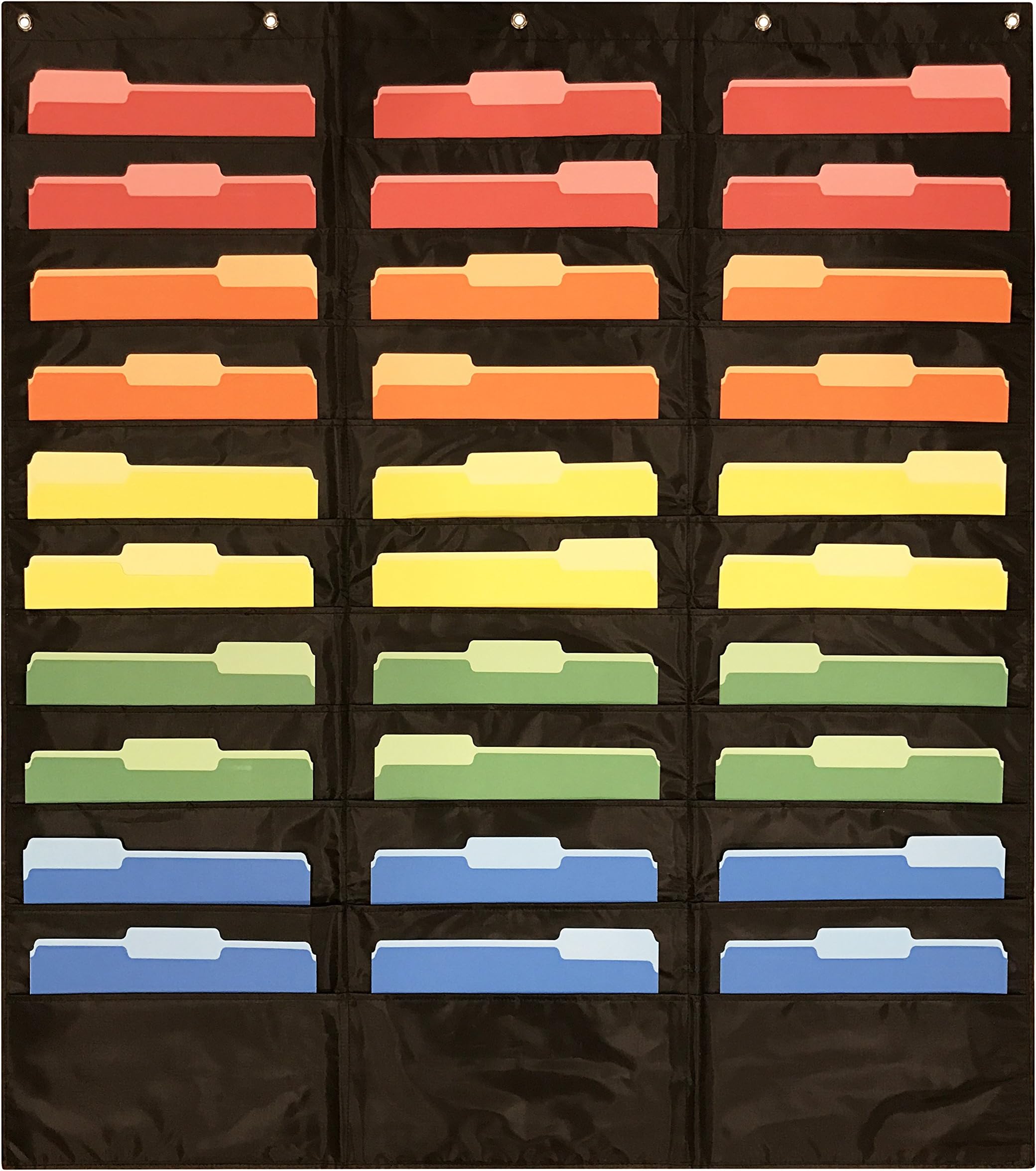 30 Pocket Storage Pocket Chart, Hanging Wall File Organizer by Essex Wares - Organize Your Assignments, Files, Scrapbook Papers & More (Black)