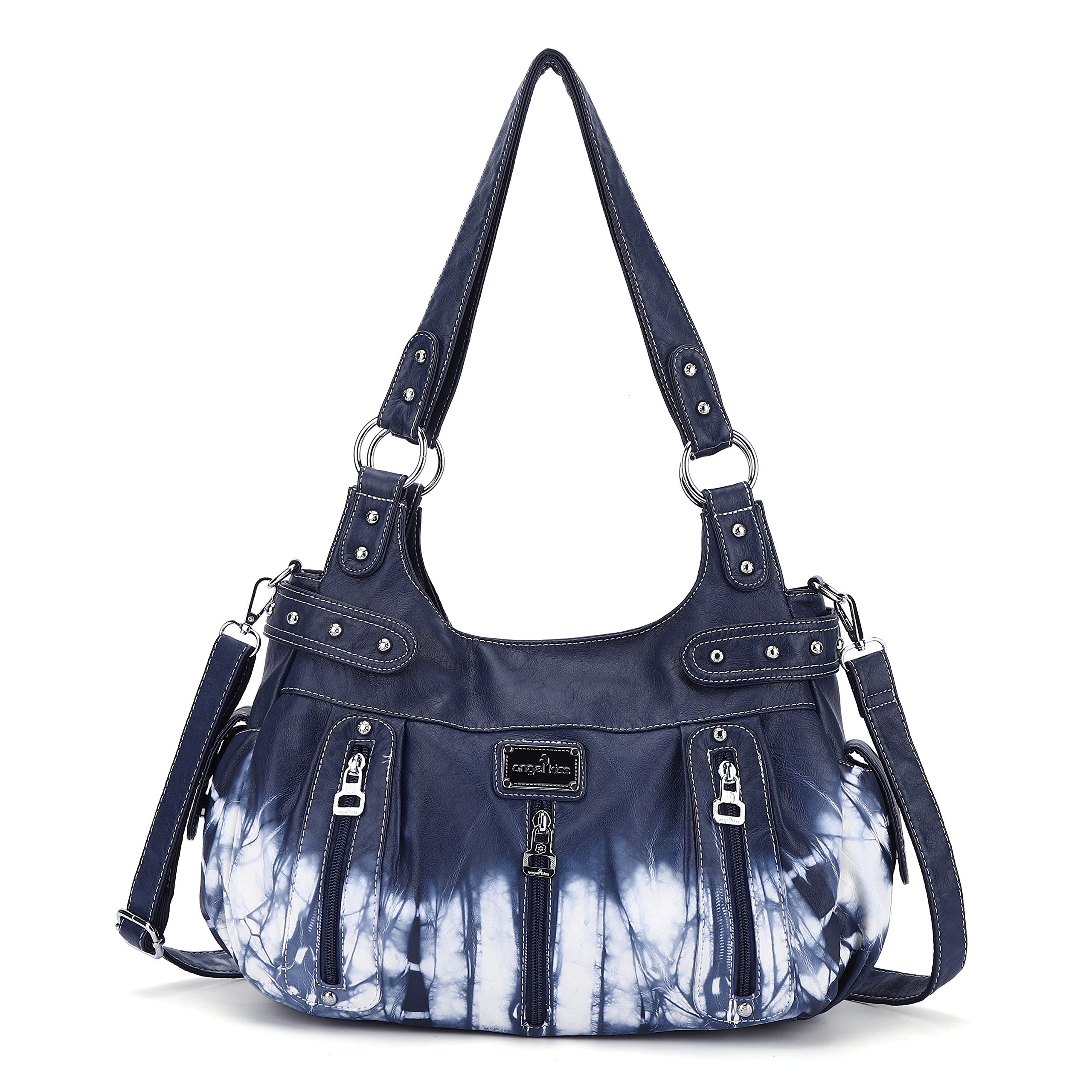 AngelkissLarge Purses and Handbags for Women Washed Faux Leather Crossbody Hobo Satchel Shoulder Handbag Tote Purse