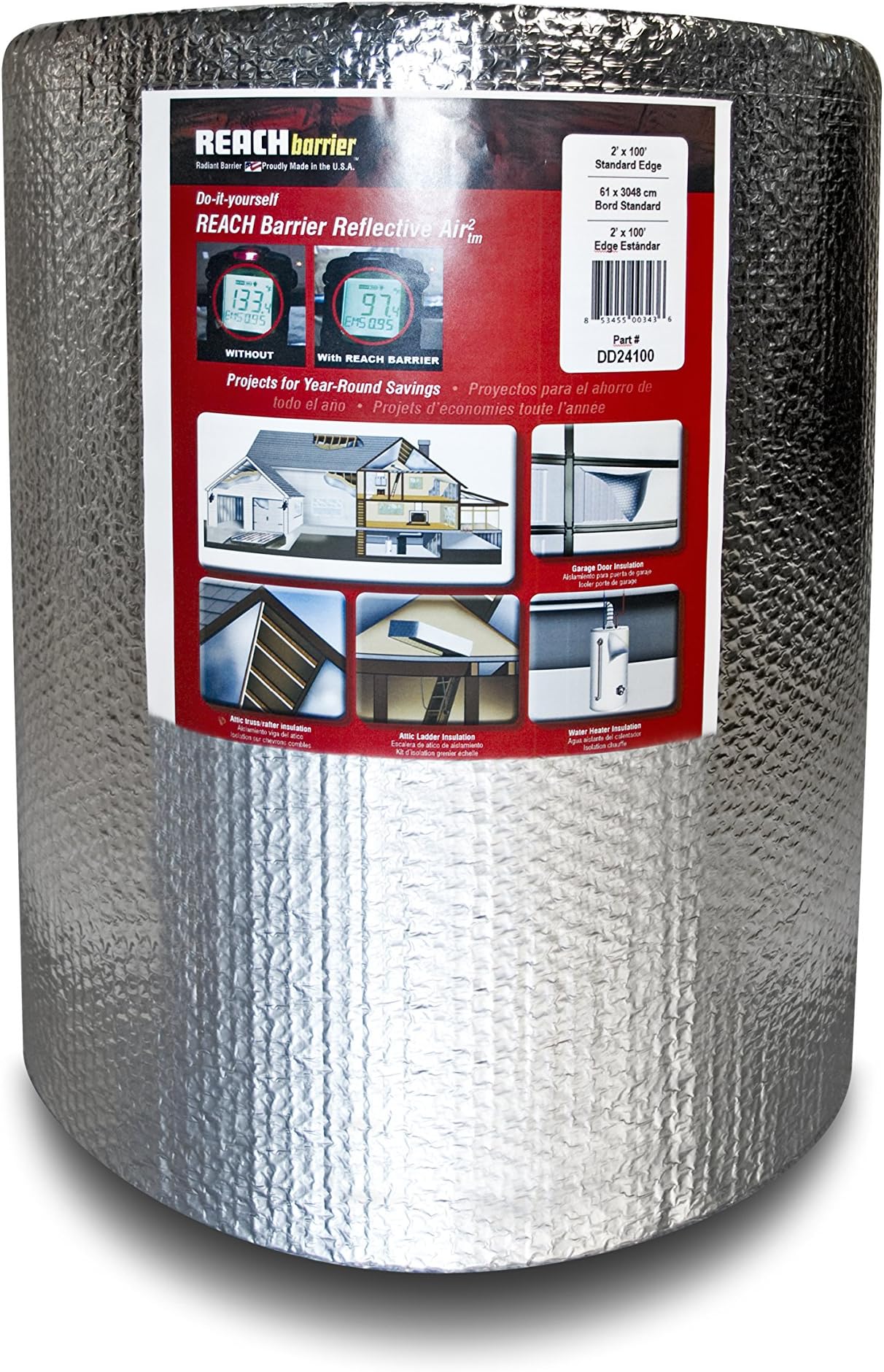 DD24125 Air Double Reflective Polyethylene Insulation Roll, 2-Feet by 125-Feet