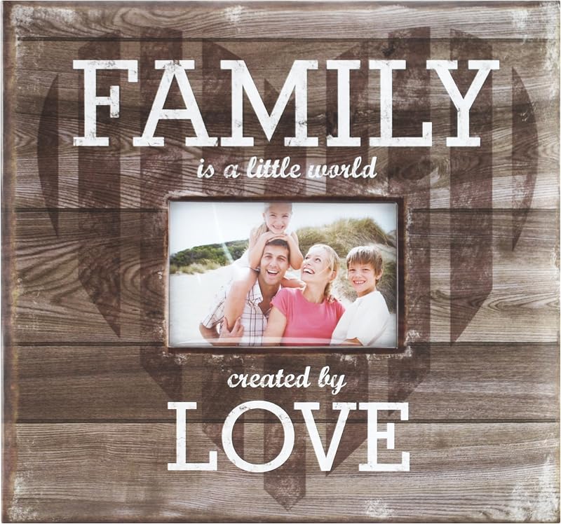 MCS MBI Álbum de recortes "La familia es un pequeño mundo creado por amor" de 12,5 x 13,5 pulgadas con páginas de 12 x 12 pulgadas con apertura de fotos, marrón (860080) | Álbum de recortes con páginas de 12 x 12 pulgadas, diseño marrón