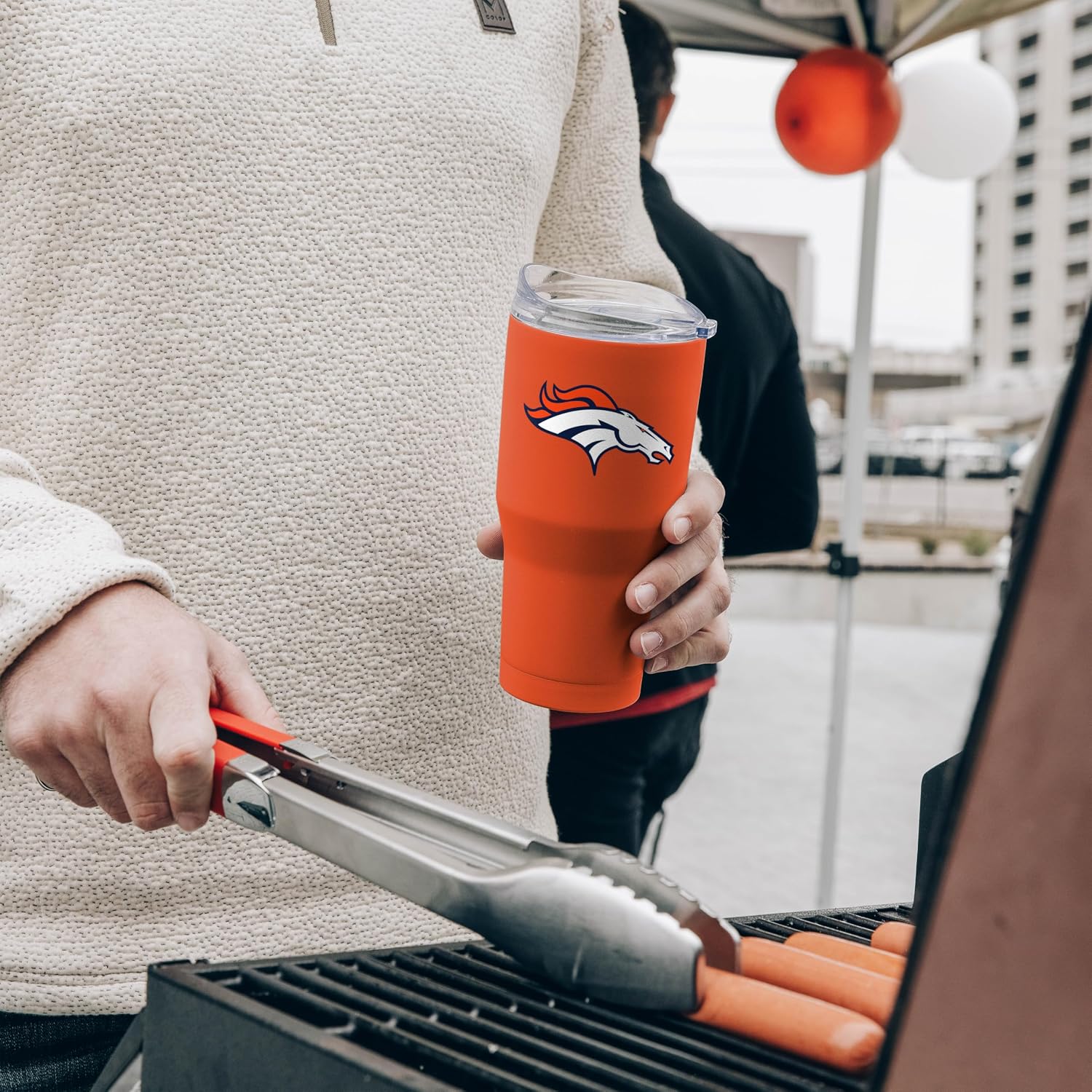 FANMATS NFL 30 oz Powder Coat Tumbler — Stainless Steel | 30 Fluid Ounces | High -Lip Slider Lid | Team Color