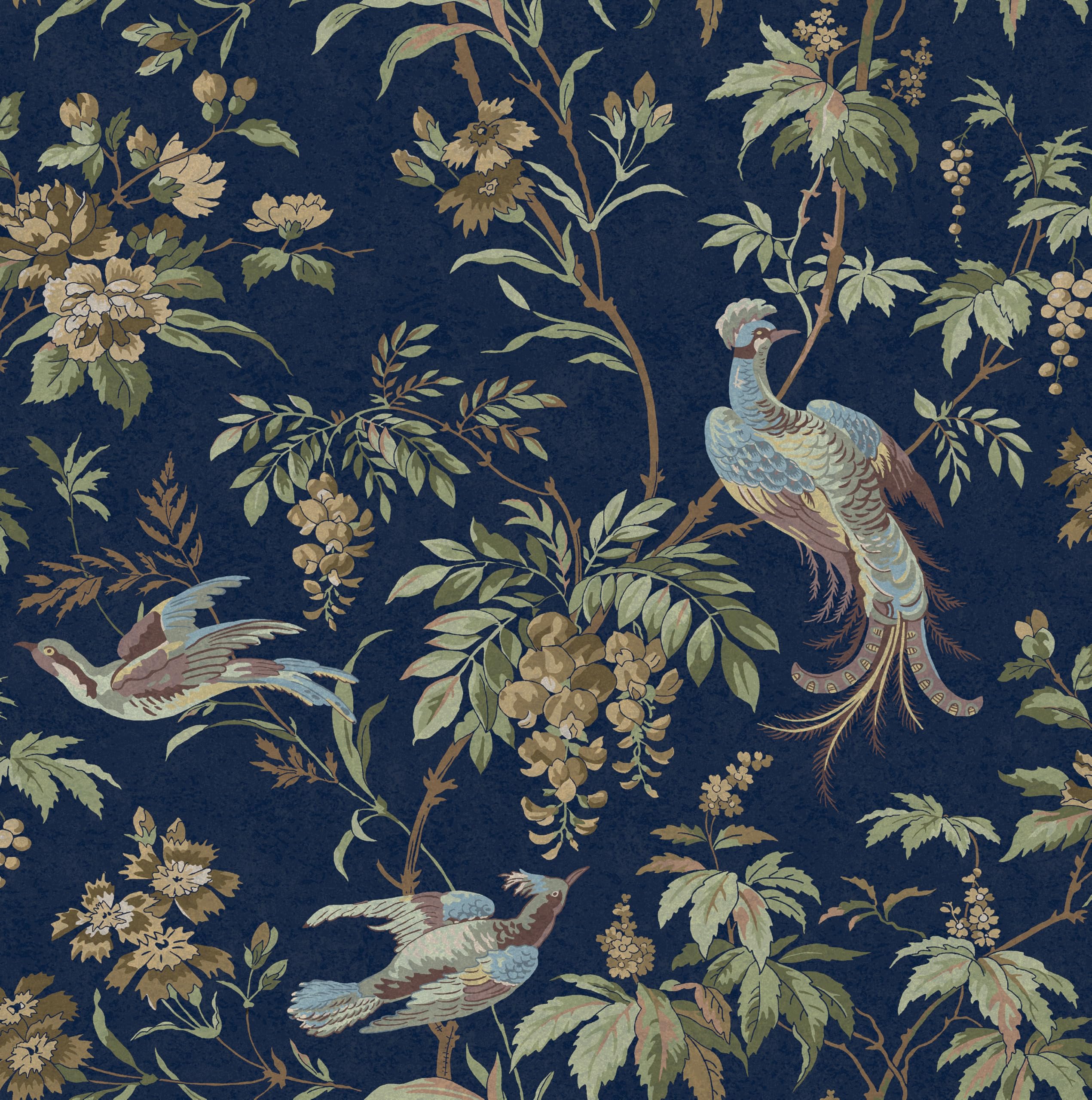 Papier peint Attleton Midnight Laura Ashley intissé bleu