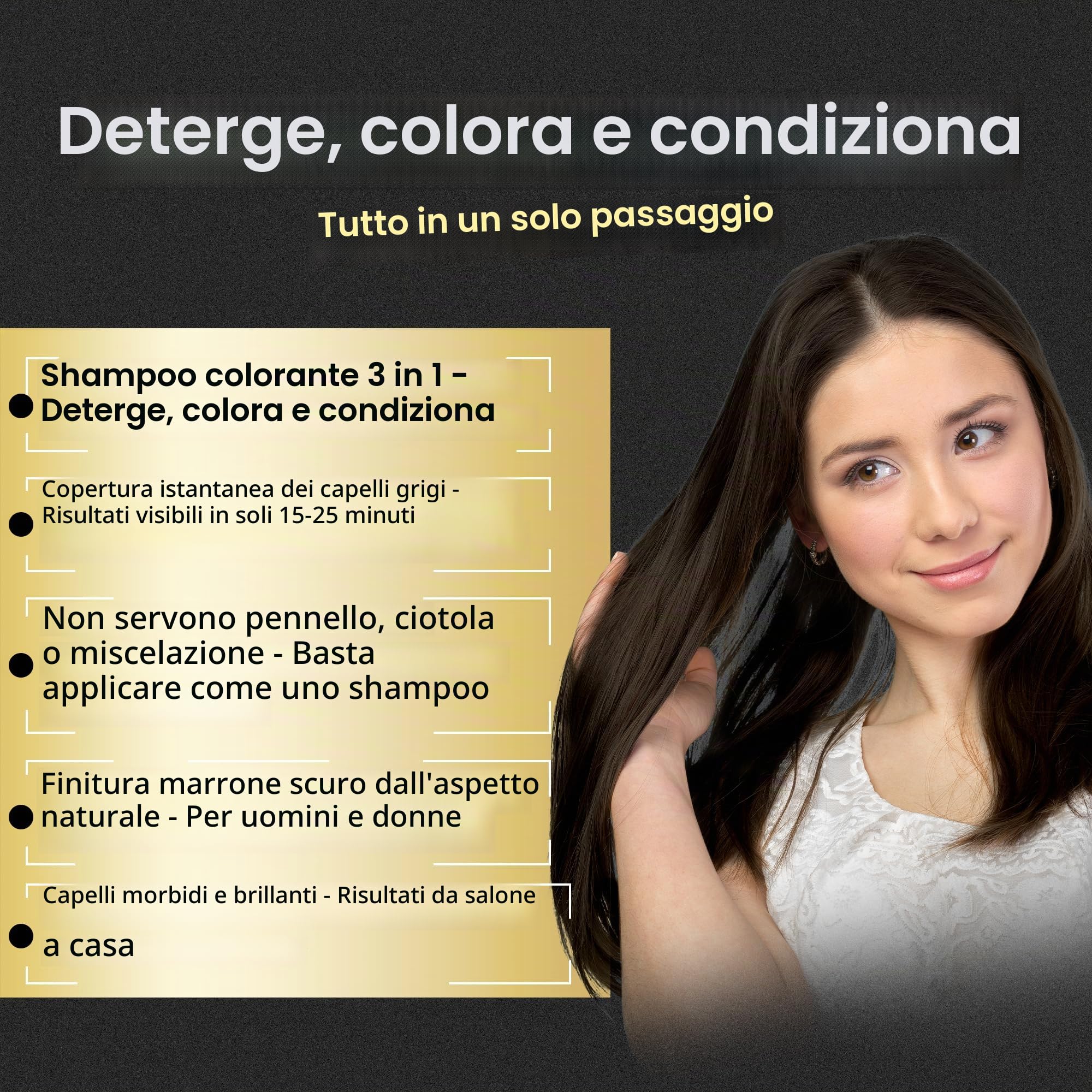 Combo Pack-2pcs Herbishh Hair Color Shampoo for Gray Hair+ 1pc Argan Intense Hair Mask - Colors Hair in Minutes – Long-lasting color– 500 Ml –Stimulates Dry Frizzy Hair (Dark Brown)