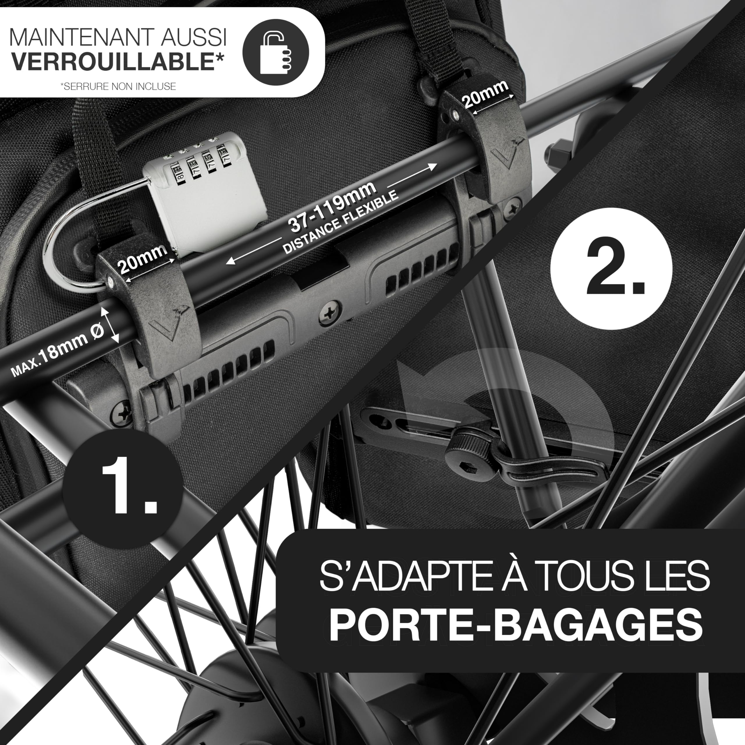 Valkental - Sacoche de vélo Haut de Gamme 3 en 1 - TPU respectueux du Climat - 23L - Convient comme Sacoche de Porte-Bagages, Sac à Dos et Sac bandoulière - 100% étanche
