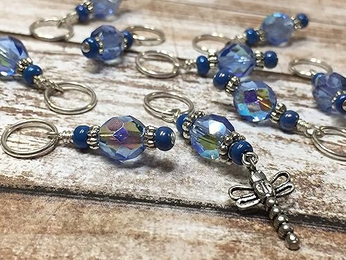 Miniatura 5 de Dragonfly Beaded Stitch Marker Charm Set for Knitting Women, Progress Keeper for Fiber Artists