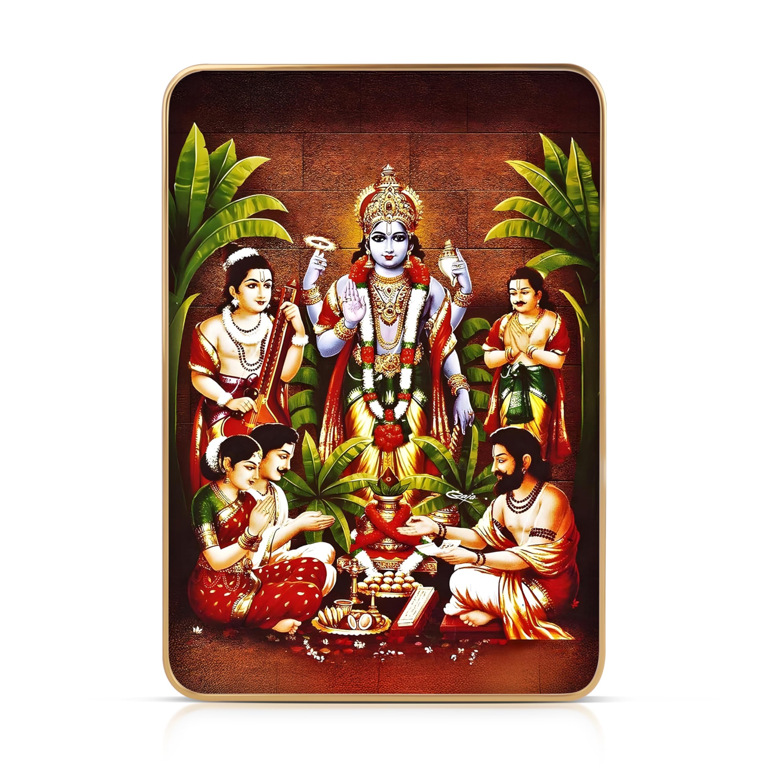 Regalo Casila Lord Vishnu Ji Frame High Gloss Photo Frame with Golden Border 6x8 – 8mm MDF Panel – UV Waterproof HD Print – Table Top and Wall Mount for Home Temple Gift-image-36