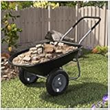 Enlarged 2-Wheel Wheelbarrow, Easy Loading and Dumping Garden Cart, Heavy Duty Utility Dump Cart for Outdoor Lawn Yard Farm Ranch, Black