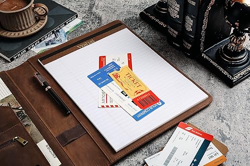 Miniatura 5 de Portafolio de cuero personalizado para hombres, carpeta de portapapeles de cuero grabada, portafolio de cuero personalizado para mujeres, regalo de