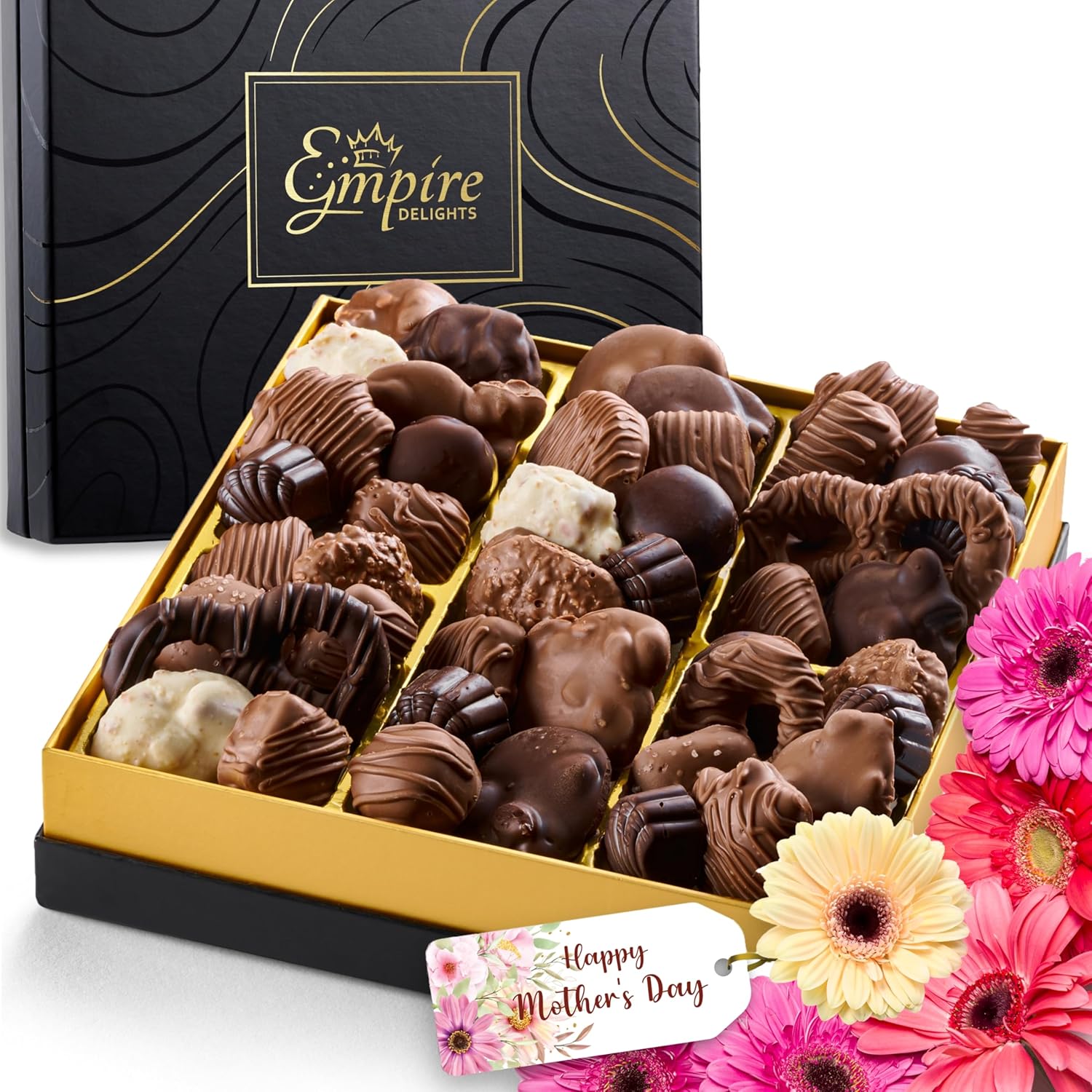 Assorted Gourmet Chocolate Gift Box - Food Gift Basket for Women and Man - Birthday, Thank You, Present Idea for Him and Her, Holiday Gifts Baskets