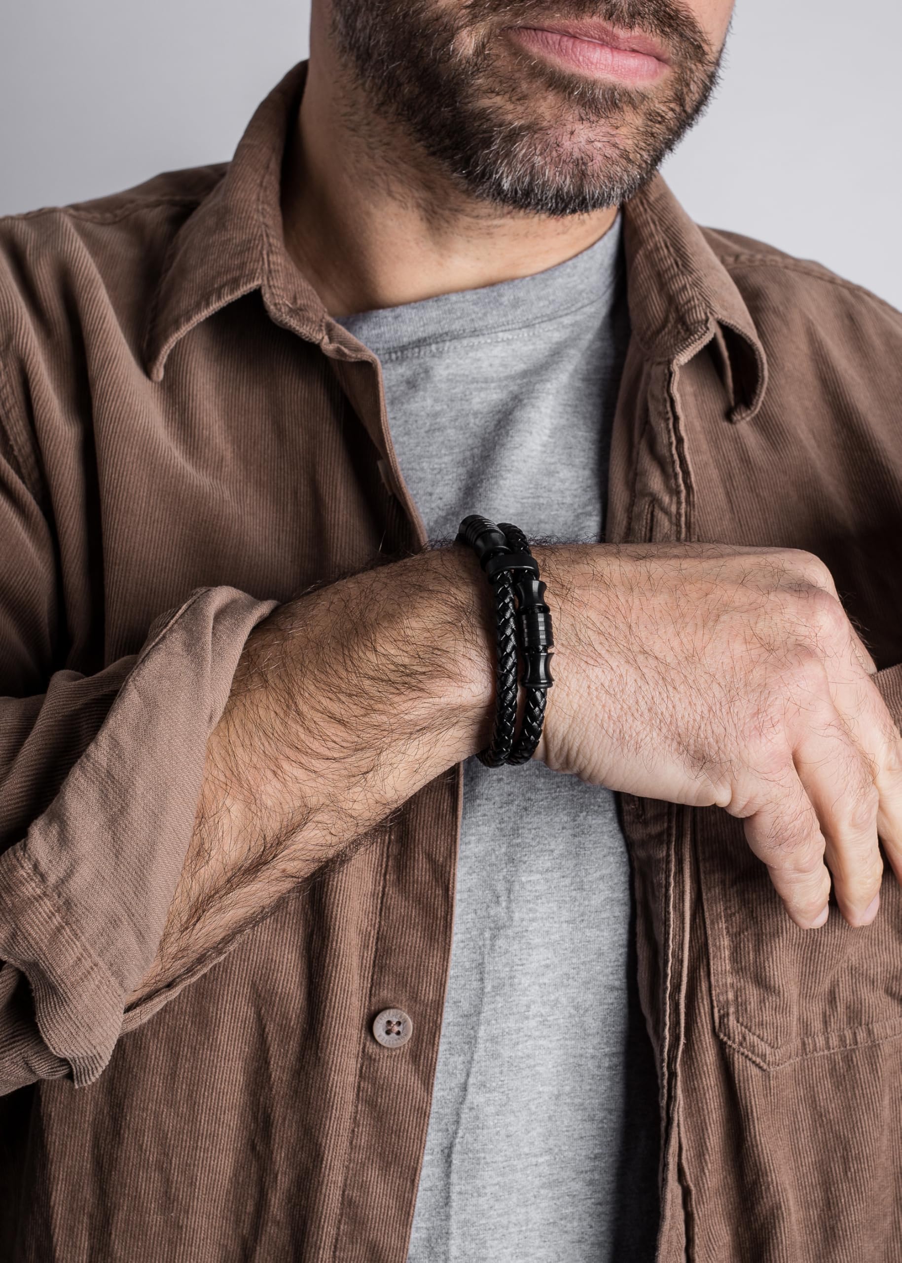 Akitsune Gracilitas Bransoleta ze Skóry | Biżuteria dla Kobiet, Bransoleta Męska ze Stali Nierdzewnej z Magnetycznym Zapięciem, Skóra, bez kamienia