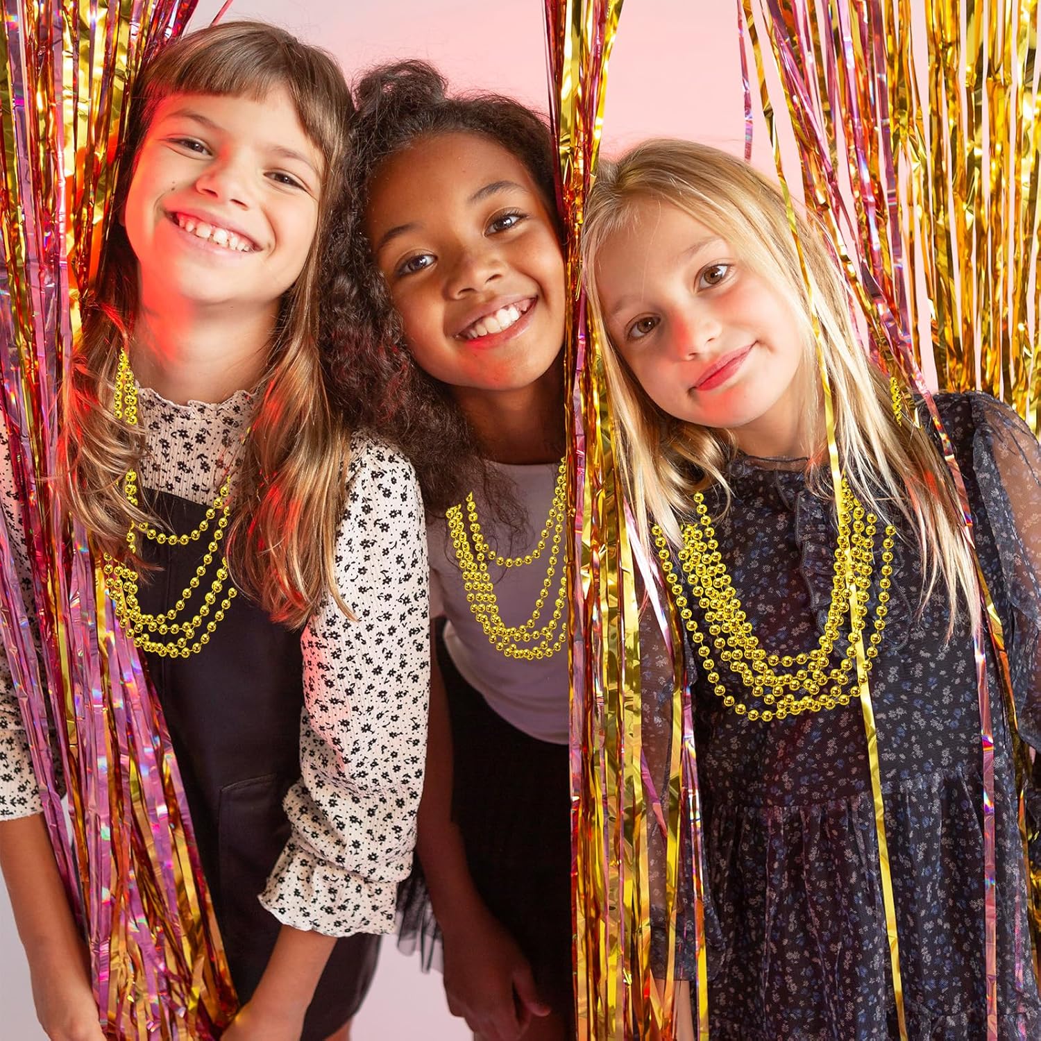 Garma 144 Pcs Beads Necklace Bulk, 33 Inch 7mm Mardi Gras Beaded Necklaces Throws for Woman man Festivals Decorations, Mardi Gras Parades, Night Club Dress-up Events Party Costume