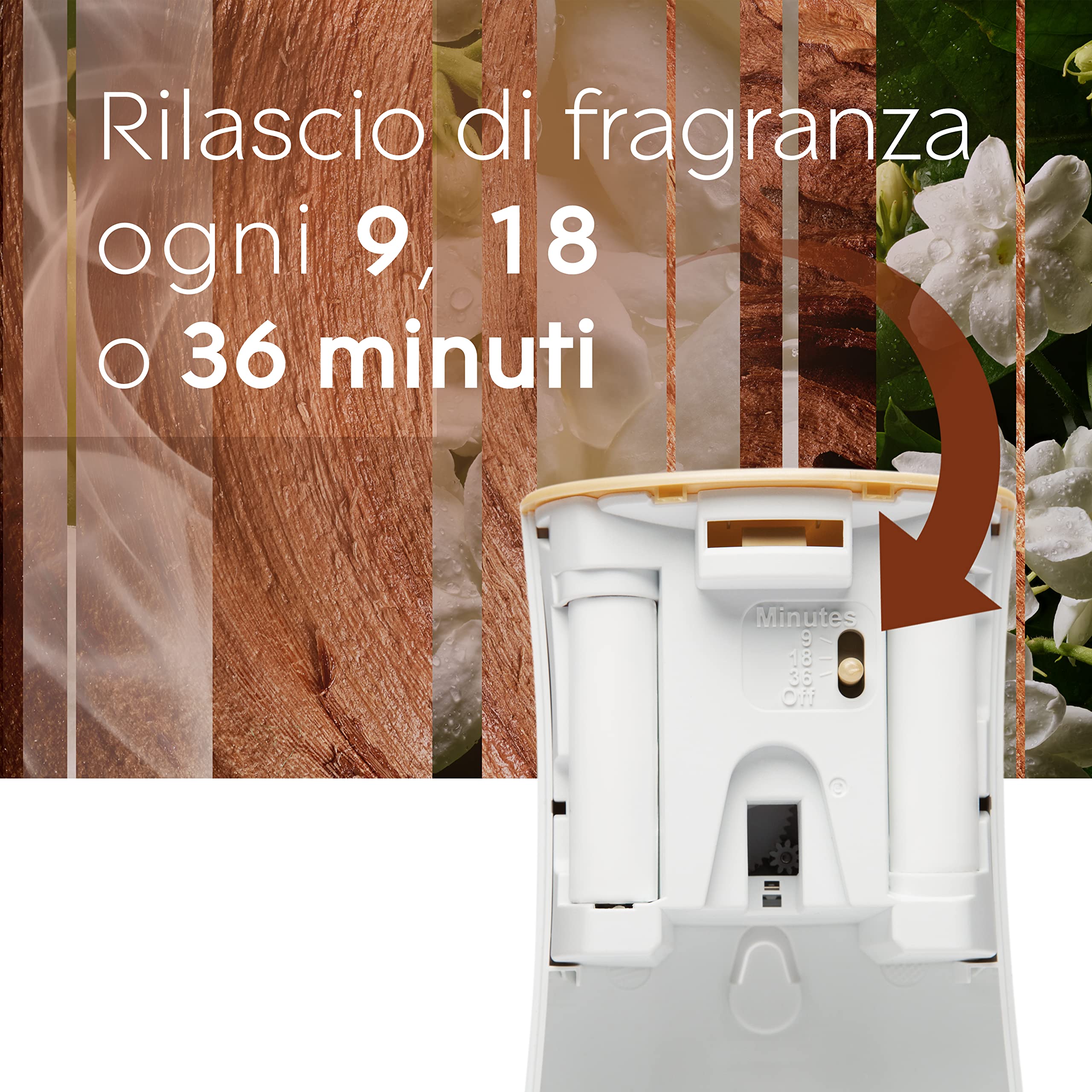 Glade Automatic Spray Ricarica, Profumatore per Ambienti, Fragranza Sensual Sandalwood & Jasmine, Formato Scorta da 4 Ricariche da 269 ml