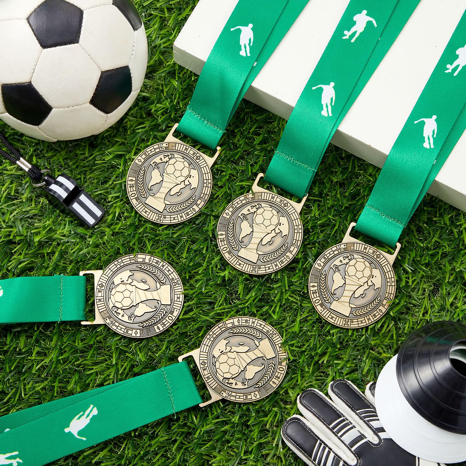 Kenning Goldmedaillen mit Nackenband, Fußball-Medaillen für Auszeichnungen, Sportwettbewerbe, Feier, Trophäe, Preis, Geschenke für Fußball, Party, Gastgeschenke, Teilnahmegewinner, Geschenk