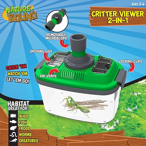 Miniatura 3 de Hábitat 2 en 1 con microscopio para insectos y otros bichos, incluye tapa con rejillas de ventilación y microscopio portátil extraíble