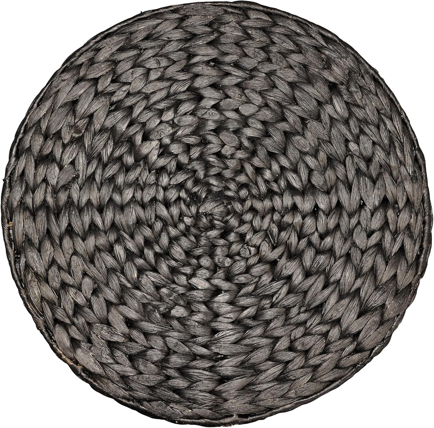 happimess SSL1002C Addie 17.72" Modern Coastal Handwoven Water Hyacinth Storage Ottoman with Lid, Foot Rest for Living Room, Bedroom, Entryway, Foyer, Black