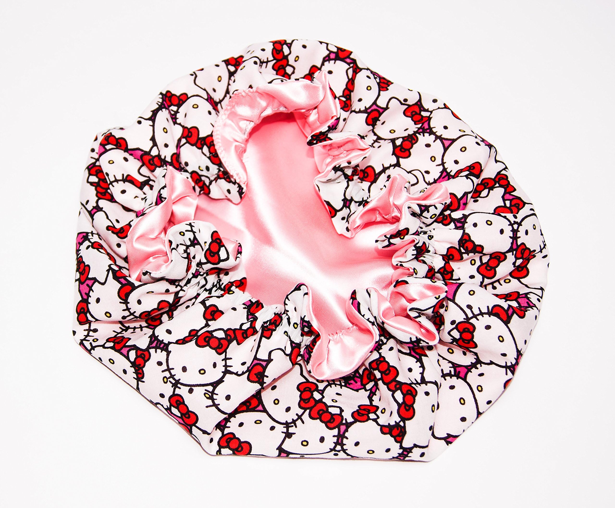 HANDCRAFTED LIGHT PINK Reversible Kids and toddlers SATIN BONNETs are lined with HELLO KITTY Fabic (MADE IN USA) (KIDS HELLO KITTY, LIGHT PINK)