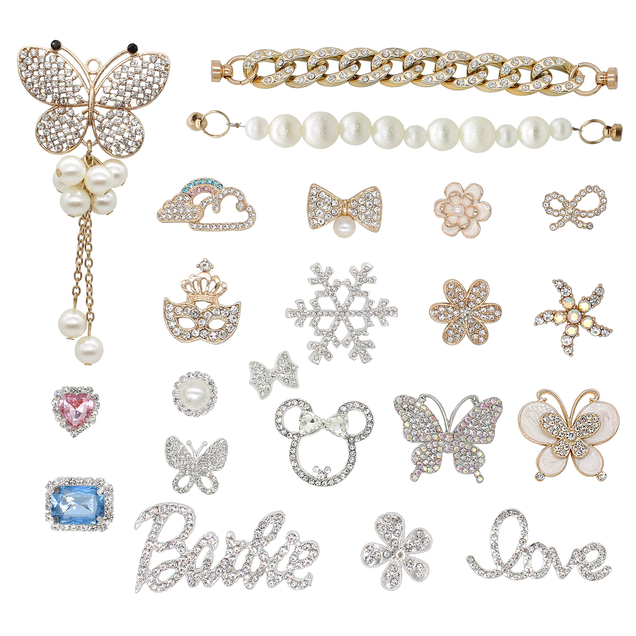 RaydodoBling Shoe Decoration Charms for Women, Crystal Diamond Shoe Charms for Clog Sandals, Jewelry Shoe Chain Accessories for Kids, Girls and Birthday Gift Party Favors