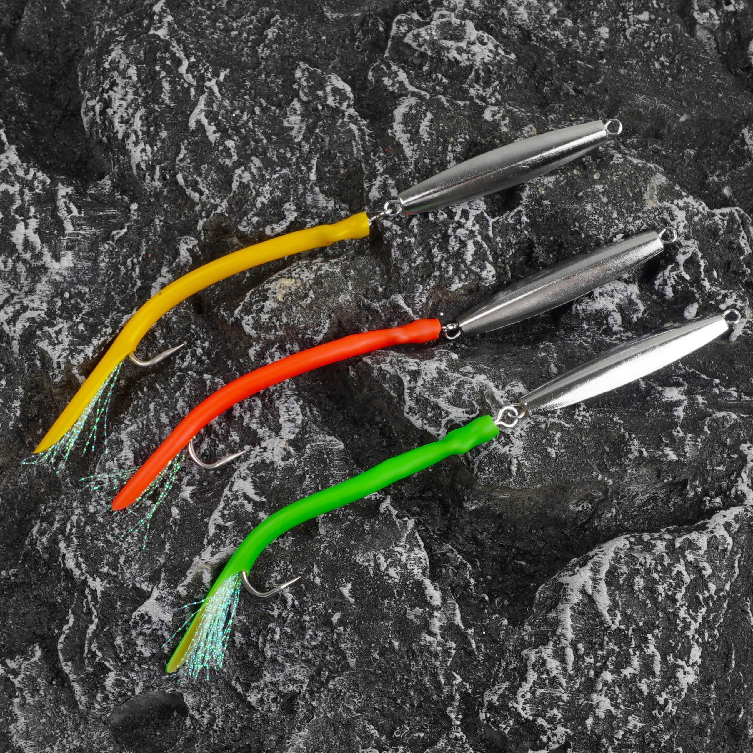 Esca da pesca in acqua salata, 3 pezzi, con diamanti a righe, per spigola, jigging, con ganci per esche in mare profondo, pesca offshore, pesca in metallo pesante, da 1 oz-113,4 g