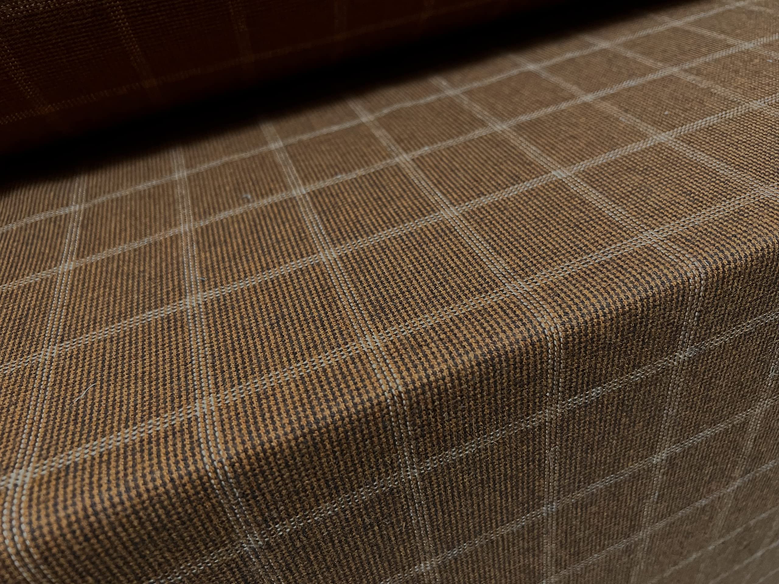 Wool Blend Tweed Style Fabric, per metre - Matrix Check - Brown