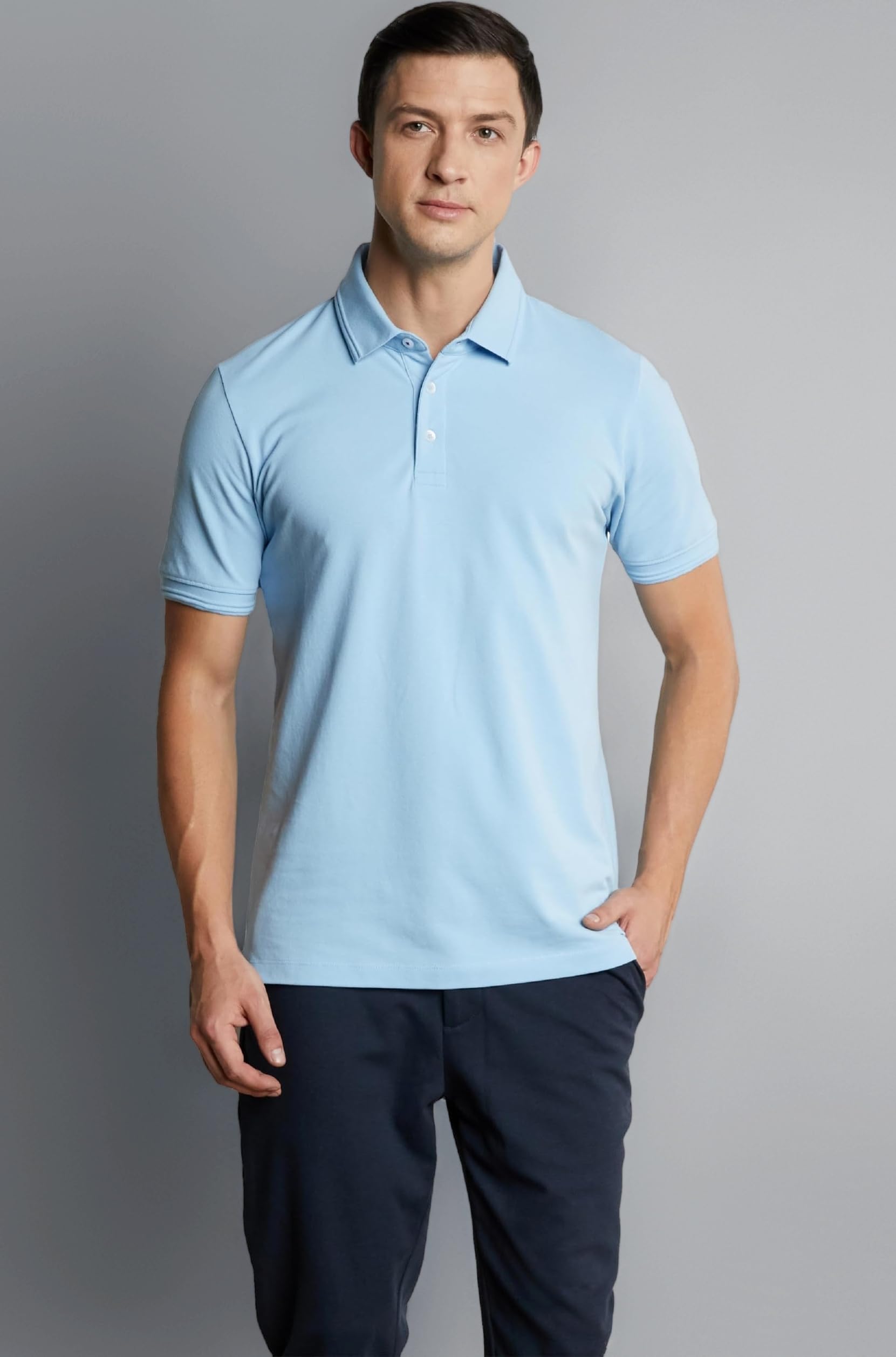 Symbol Premium Men's Cotton Stretch Solid Polo T-Shirt (Regular Fit | Pique Knit)