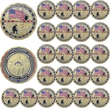 AtSKnSK 24 PCS US Military Challenge Coin Veteran Coin - Stand for The Flag, Kneel for The Fallen