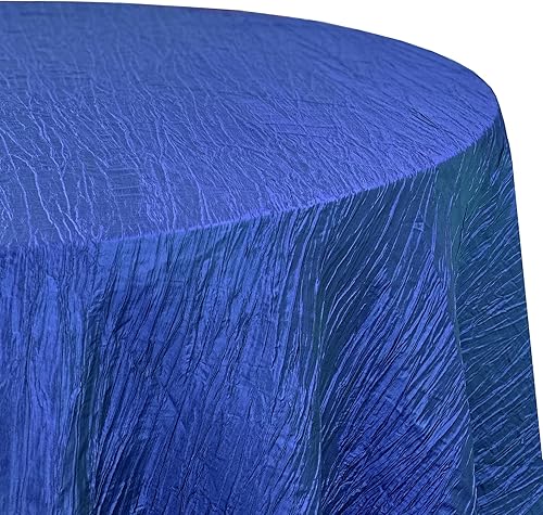 Miniatura 2 de Your Chair Covers - Mantel redondo de tafetán arrugado de 120 pulgadas - Azul real, mantel de comedor brillante aplastado para bodas, fiestas,