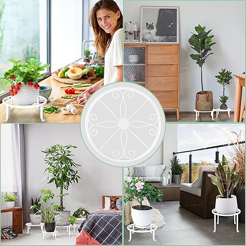 Miniatura 11 de Soporte de metal para plantas, paquete de 5 soportes para plantas de interior y exterior, múltiples soportes resistentes para macetas de flores