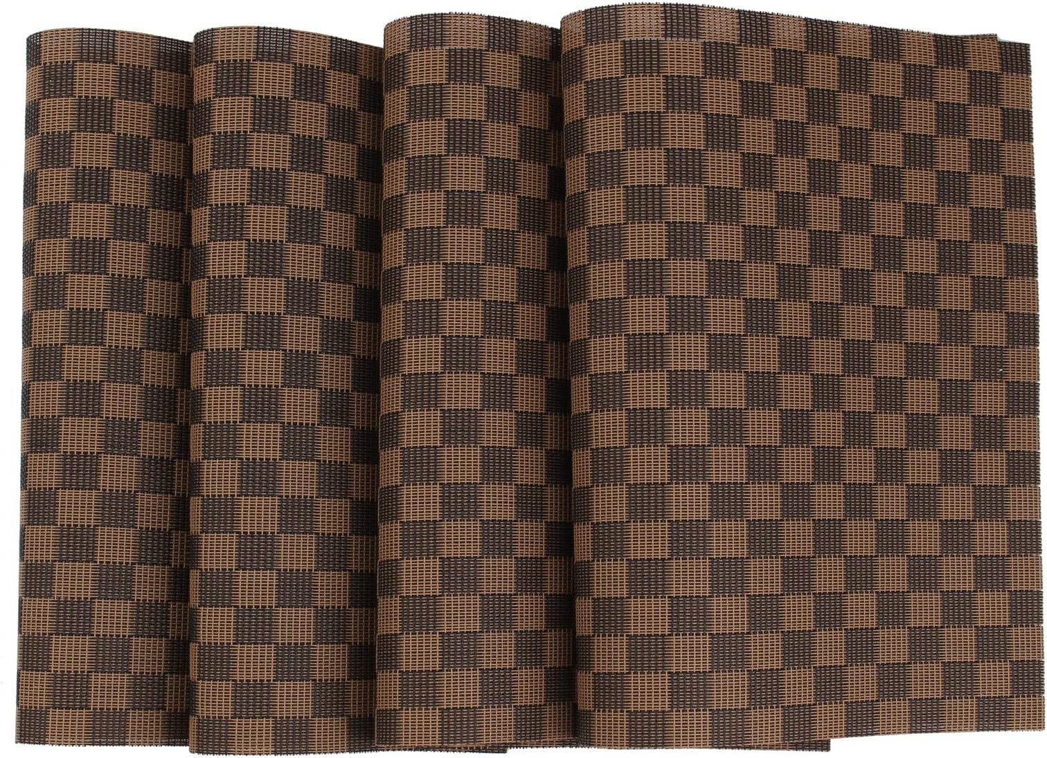 Spaco Cross Bamboo Style Table Placemats Table Decor Mats for Kitchen Dining Room,Set of 4 (Brown, Black S1)