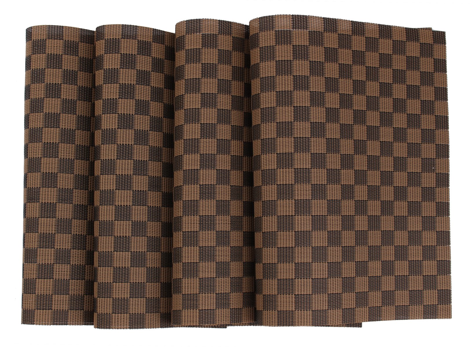 Spaco Cross Bamboo Style Table Placemats Table Decor Mats for Kitchen Dining Room,Set of 4 (Brown, Black S1)