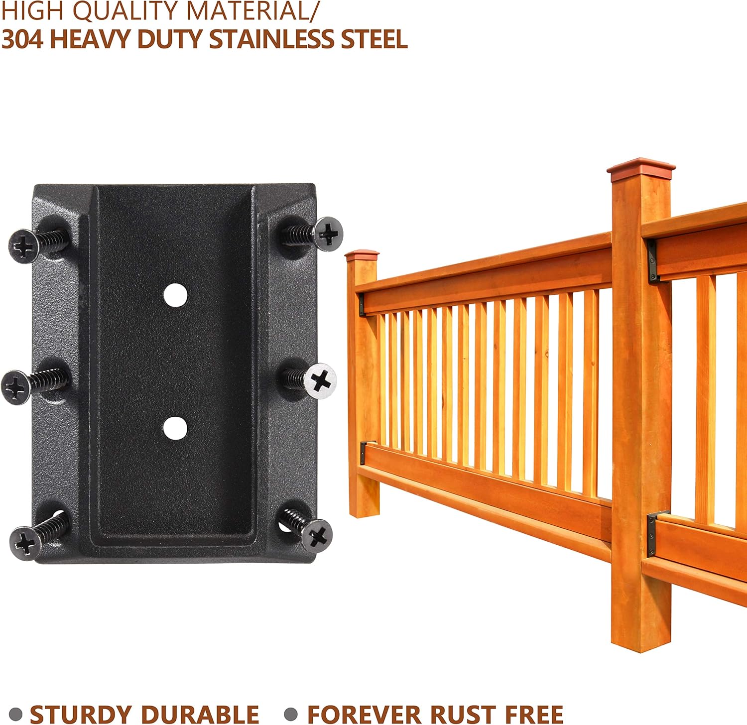 Onе-Dау Sаlе: Uр tо 50% оƒƒ KINGSHANHAI High Strength Stainless Steel Deck Backer Connectors with Screws for 2x4in(Actual 1.5x3.5in) Outdoors Stair Wood Handrail(4 Pairs/Black)