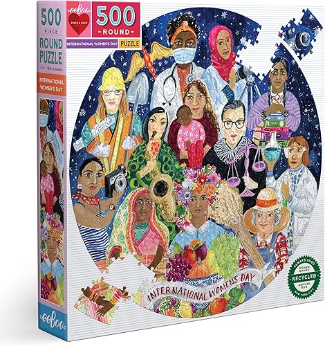 eeBoo Piece and Love International - Rompecabezas redondo de 500 piezas para adultos para el Día Internacional de la Mujer