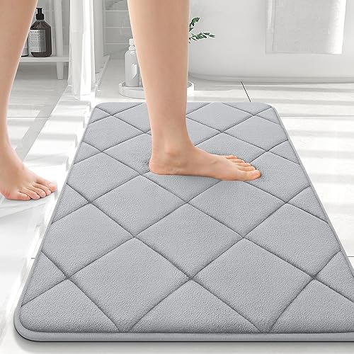Miniatura 76 de OLANLY Tapete de baño de espuma viscoelástica de 24 x 16 pulgadas, ultra suave y absorbente, lavable a máquina, cómodo tapete de baño para suelo de