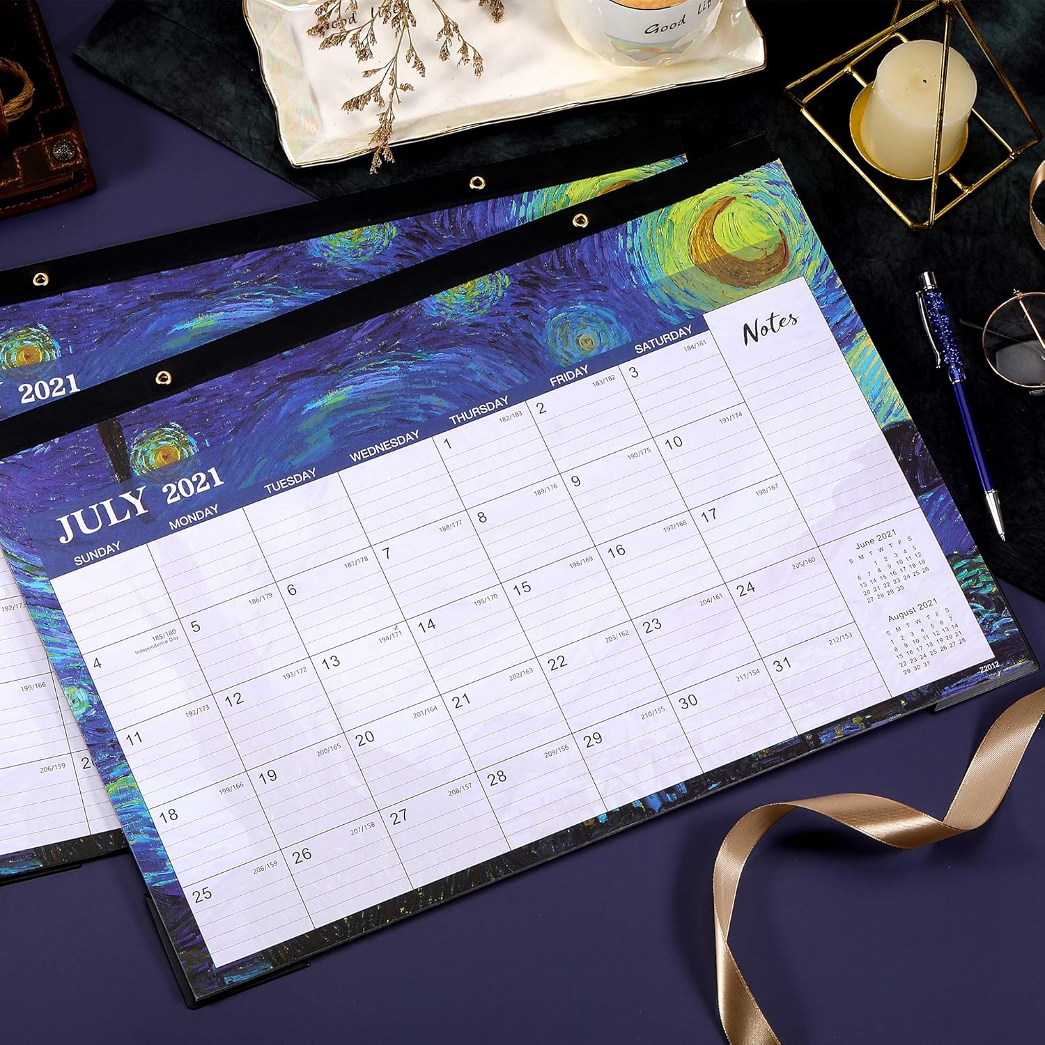 2022 Desk Calendar - 18 Months Large Monthly Desk Calendar, July 2021 - December 2022, 17" x 12", Desk Pad, Large Ruled Blocks, Notes, Best Desk Calendar for Organizing : Office Products