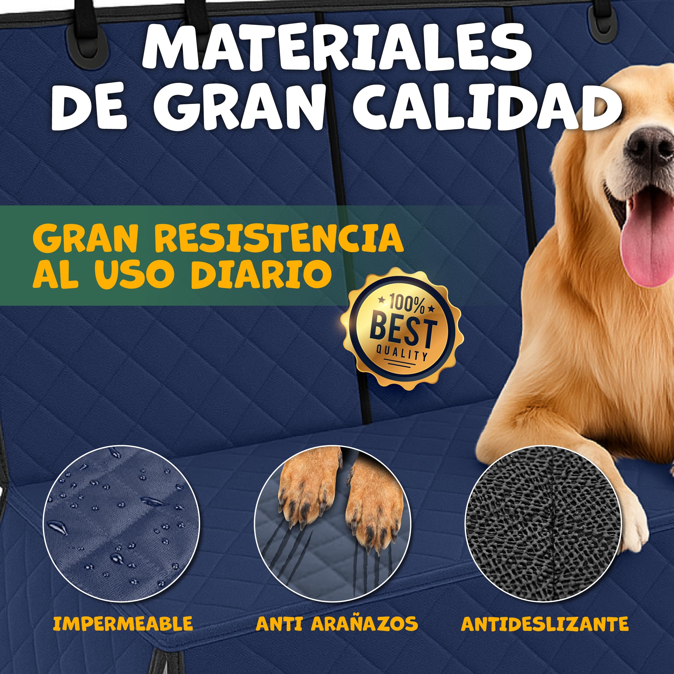 Funda Coche Perro Azul Impermeable + 2 Cinturones