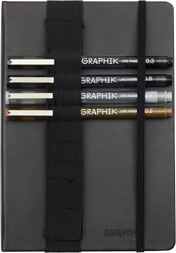 Derwent A5 Sketch Journal Book with 4 Line Maker Pens