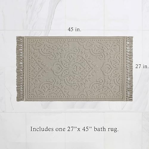 Miniatura 3 de Jean Pierre Ricardo - Tapete de baño con flecos, tejido con flecos, 100% algodón, decoración de baño de primera calidad, medidas 27 x 52 pulgadas,