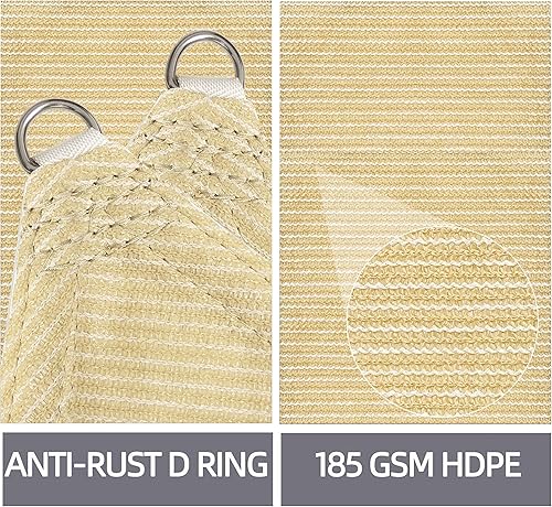 Miniatura 2 de SUNNY MOOD Toldo triangular de 16 x 16 x 16 pies, color beige, para patio, para exteriores, bloque UV, tamaño aceptado