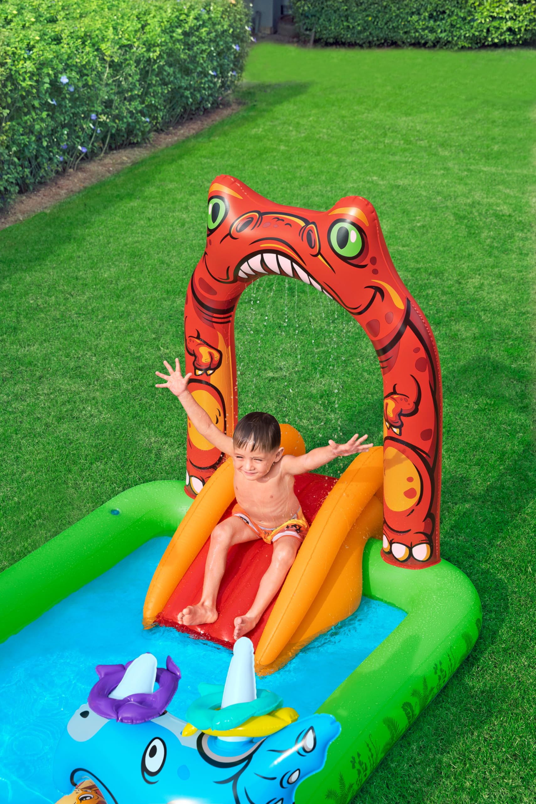 Bestway 53160 Playcenter gonfiabile Jurassic Splash con piscinetta, 2 anni+