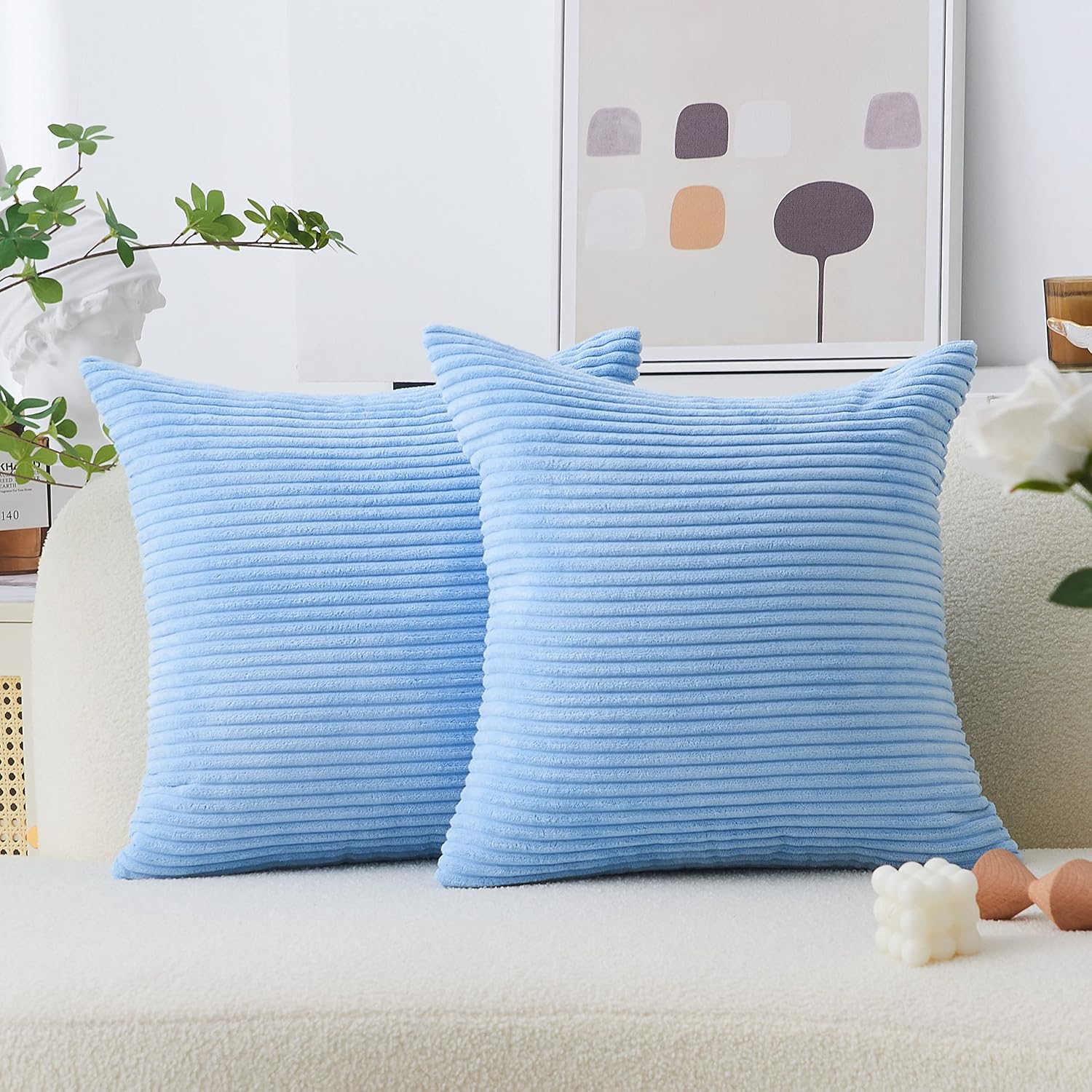 Home Brilliant Cushion Covers 60cm x 60cm Pack of 2, Blue Cushion Cover