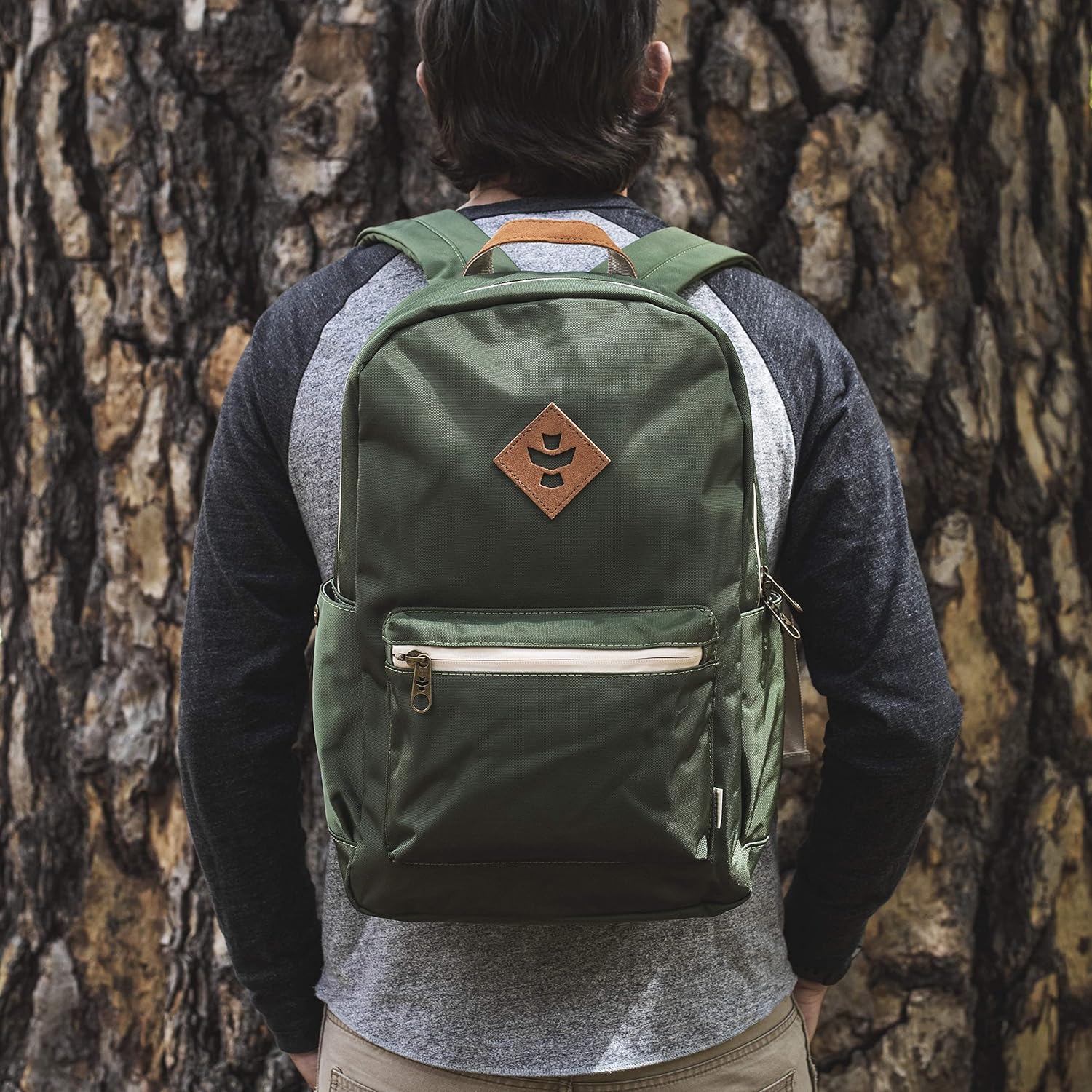 Revelry Supply Escort Smell Proof and Water Resistant Medium Size Travel Backpack (Green)
