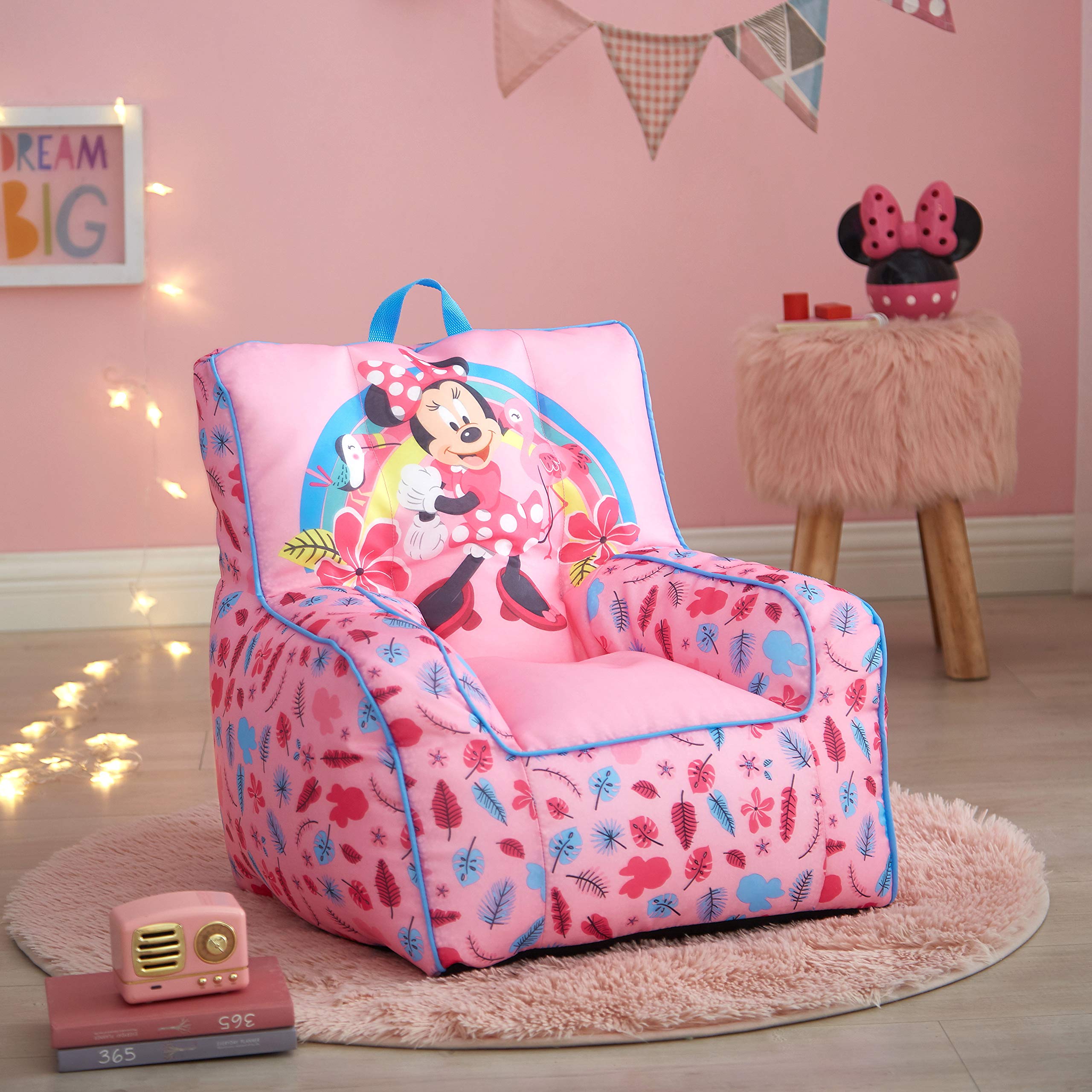 Disney Minnie Mouse Toddler Nylon Bean Bag Chair with Piping & Top Carry Handle