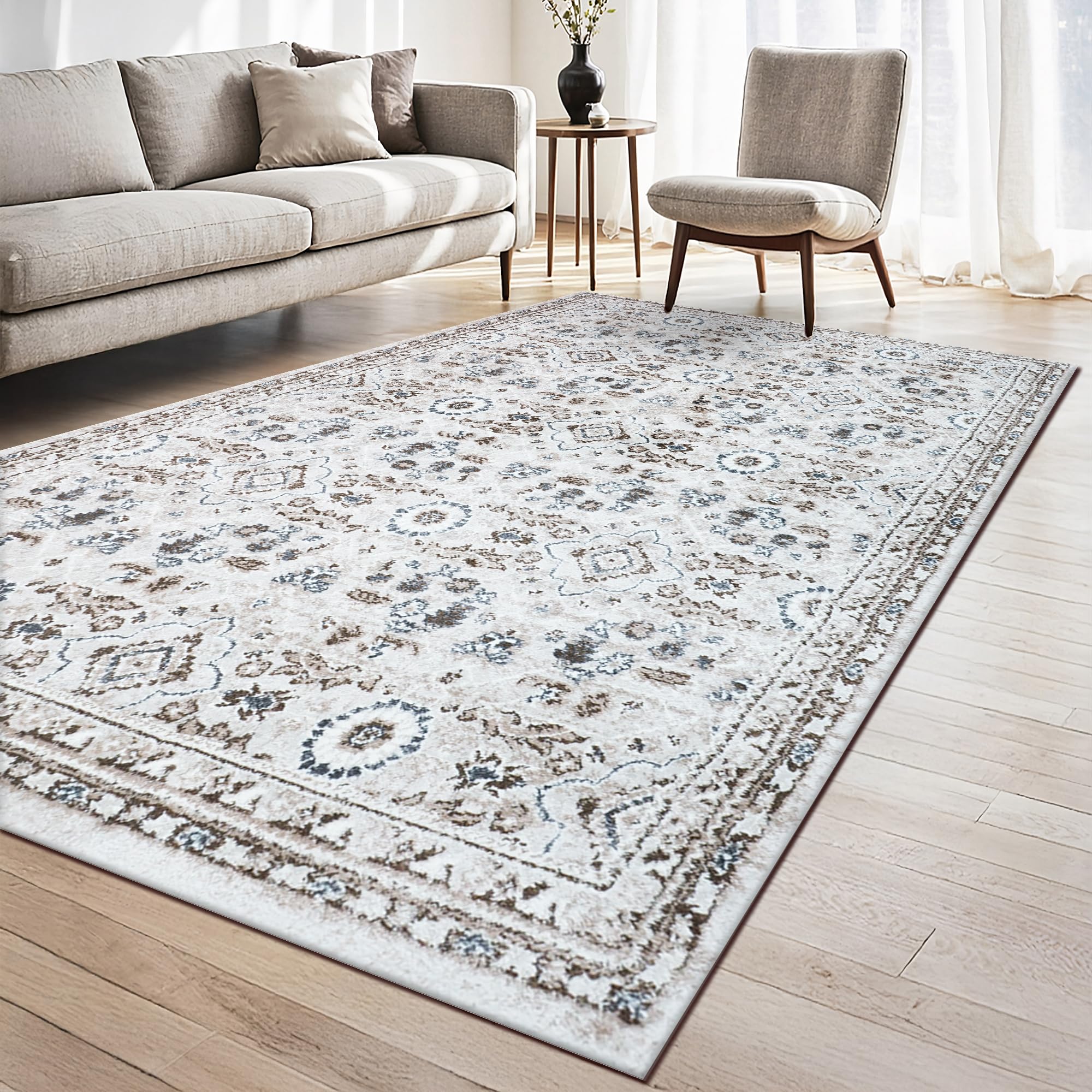 homeart Hampton Transitional Area Rug Super Soft Neutral Woven Carpet with Classic Design, Durable Sustainable Indoor Rug for Living Room, Bedroom Entrance, Kid Pet Friendly Mosaic Brown 200x290