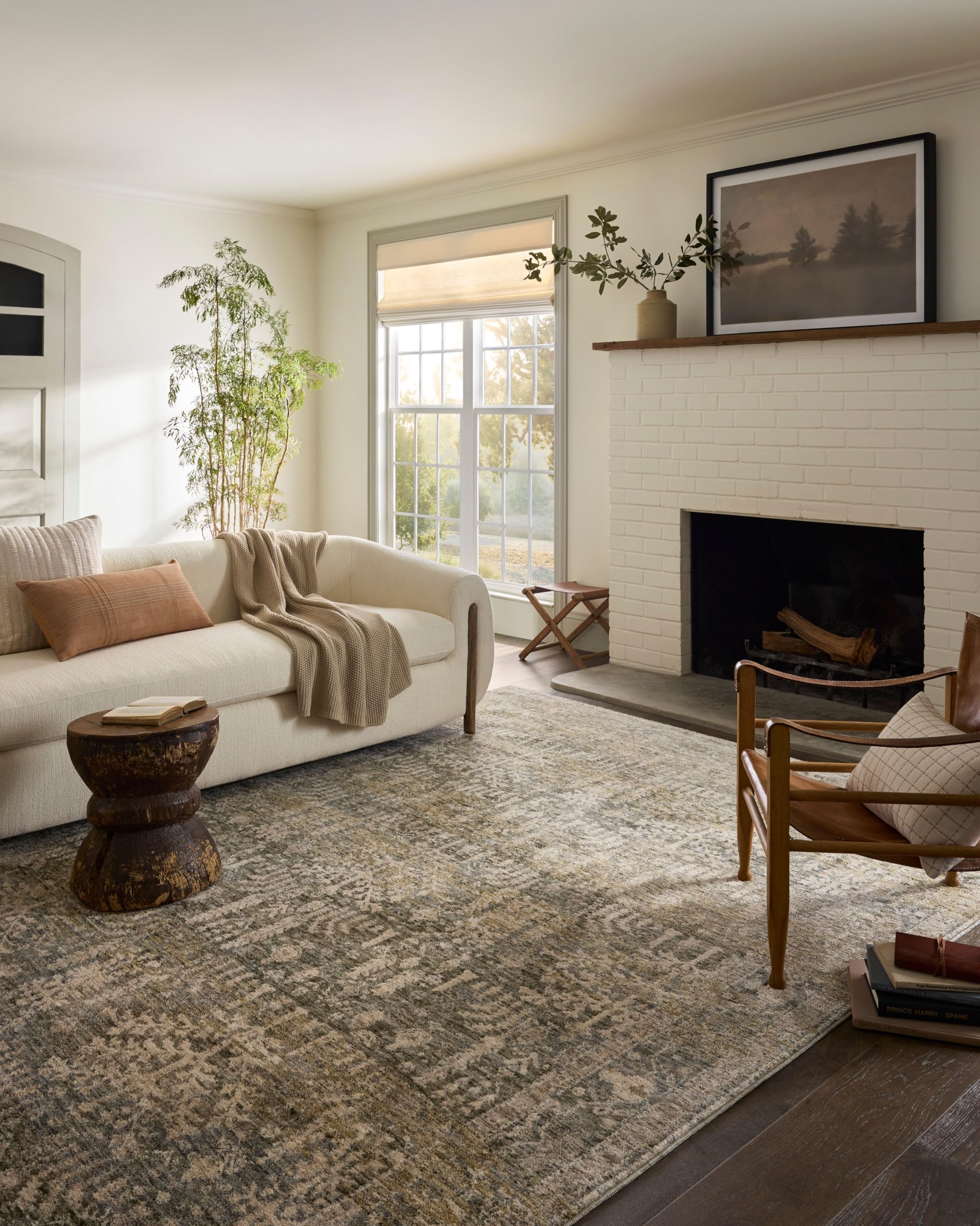 Photo 1 of Loloi Magnolia Home by Joanna Gaines Junie Collection JUE-02 Moss/Natural 7'-10" x 10'-2", .38" Pile Height, Area Rug
